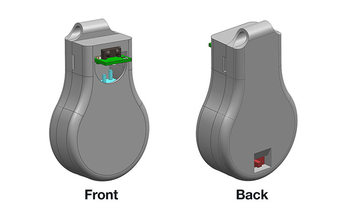 CAD images of the front and back of the case